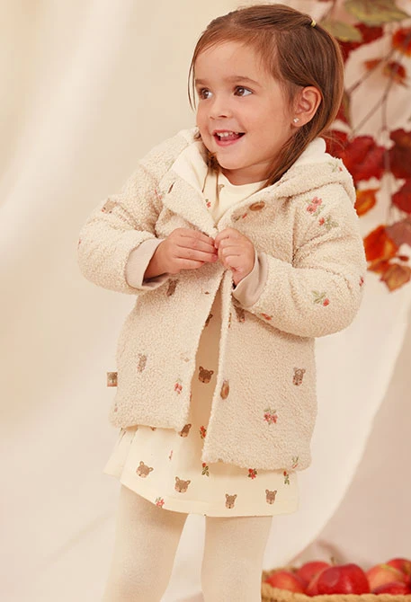 Cream embroidered floral baby towelling jacket