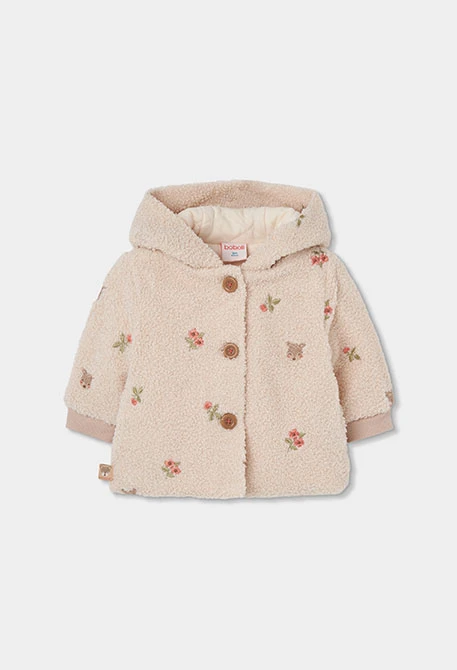 Veste molleton bébé écru broderie fleurs