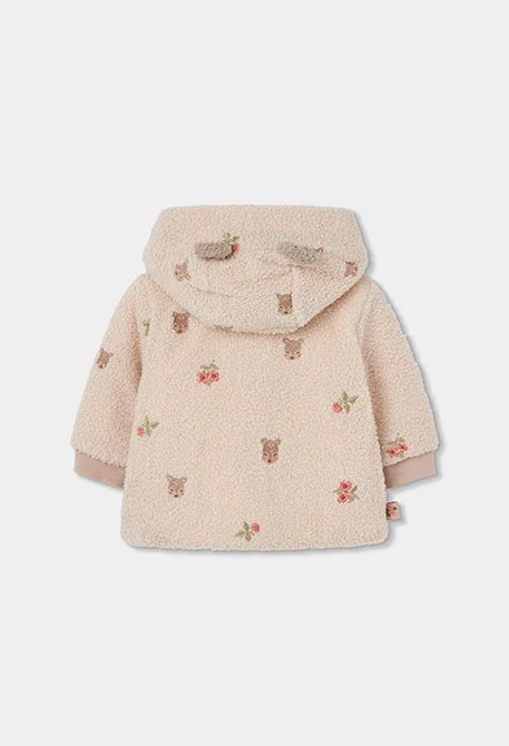Veste molleton bébé écru broderie fleurs