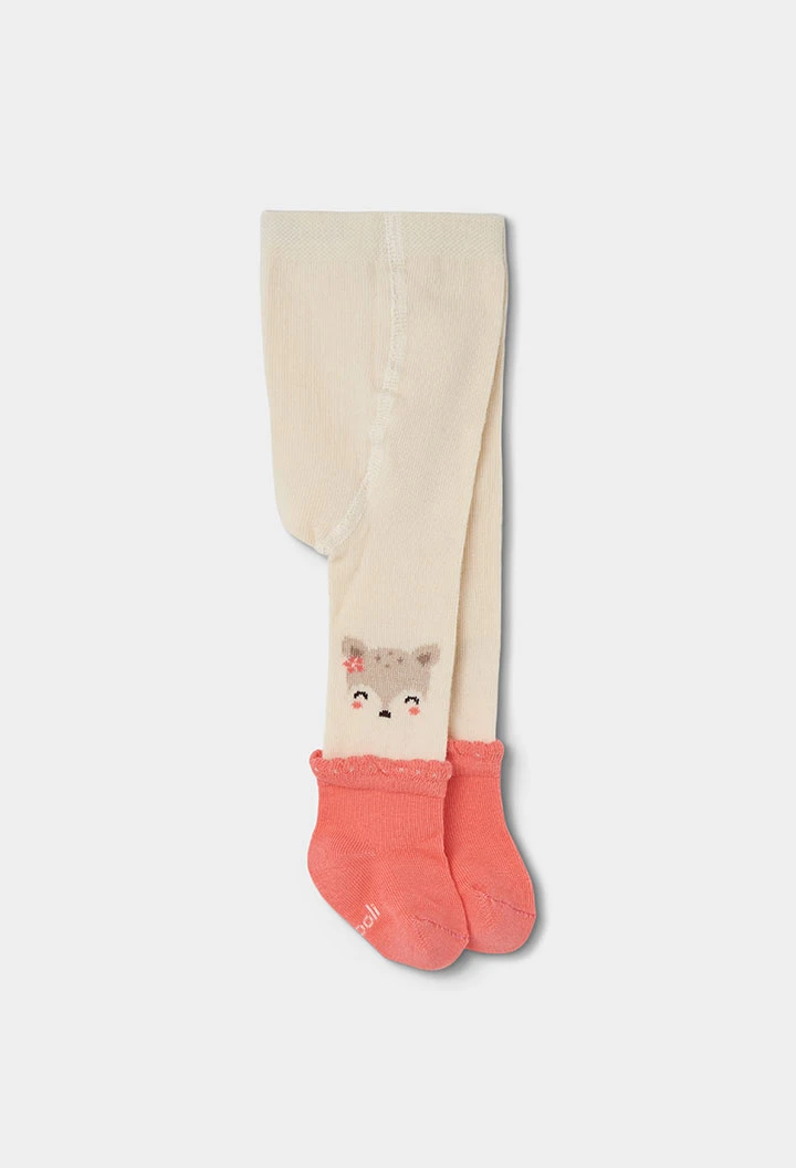 Leotard with raw fox-printed sock
