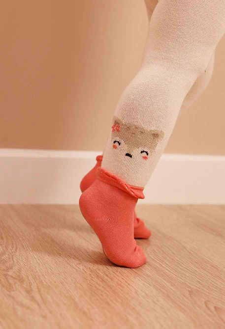 Leotard with raw fox-printed sock