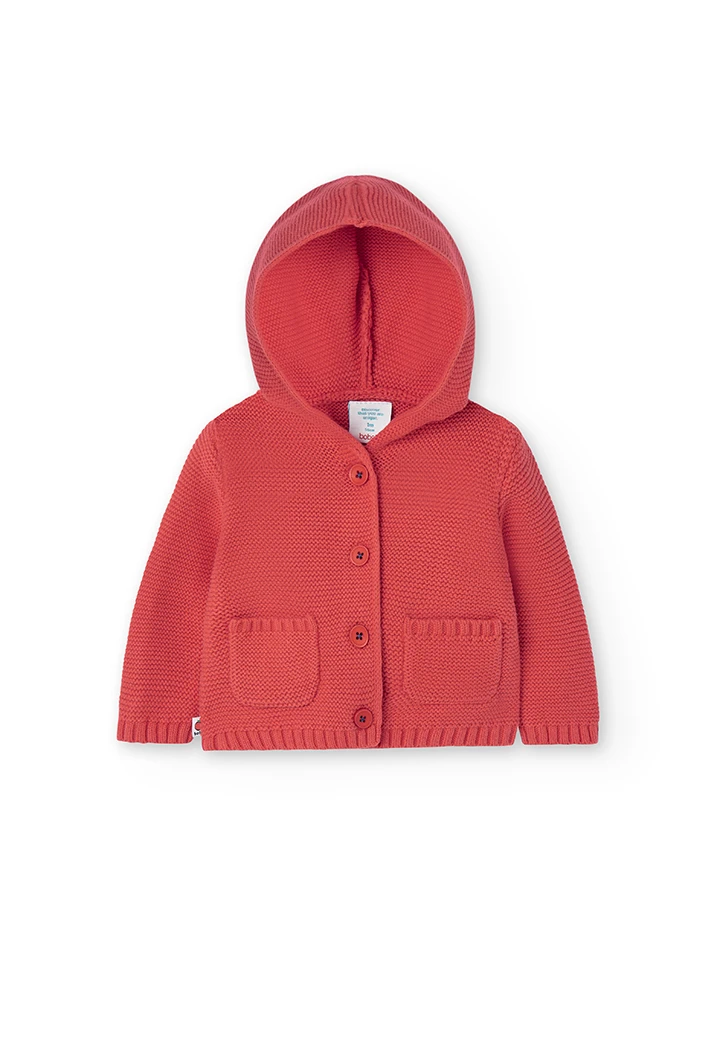Chaqueta tricotosa roja de bebé