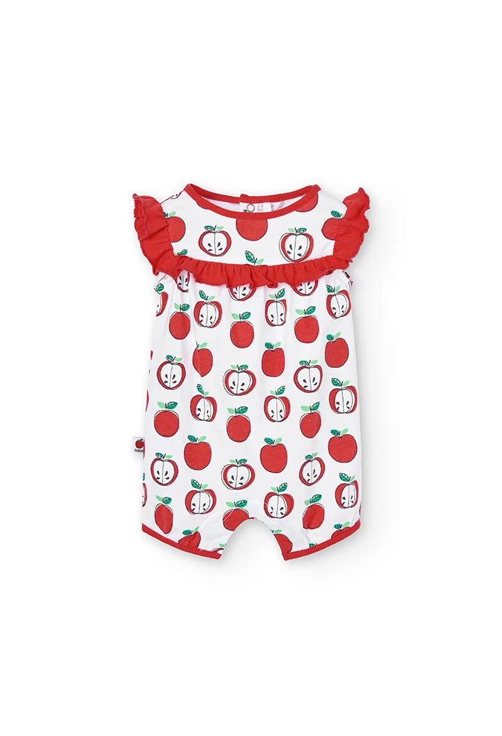 Grenouillère en tricot pommes pour bébé fille