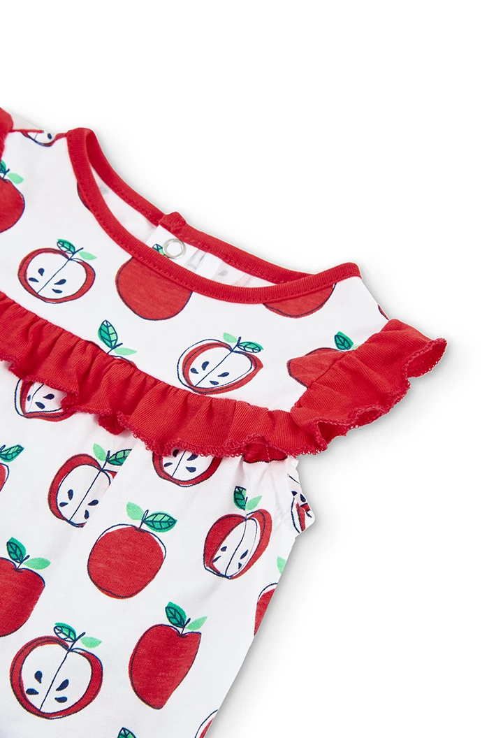 Grenouillère en tricot pommes pour bébé fille