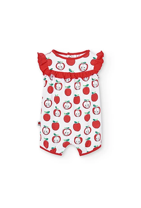 Grenouillère en tricot pommes pour bébé fille