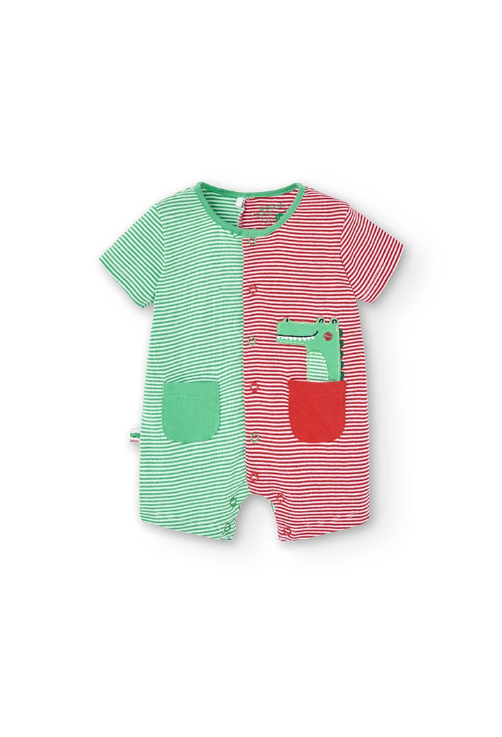 Grenouillère en tricot à rayures pour bébé garçon