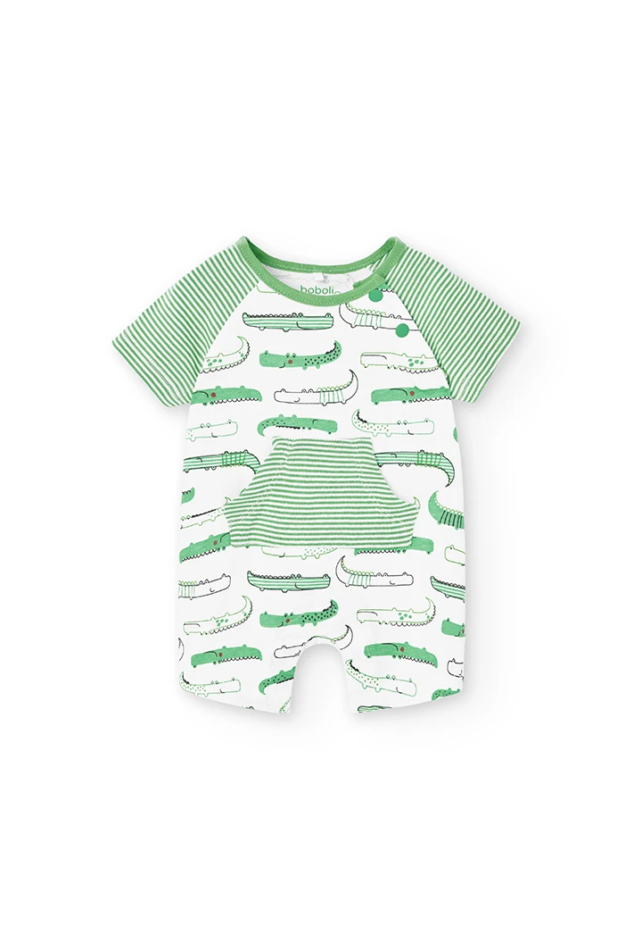Grenouillère en tricot bi matiere pour bébé