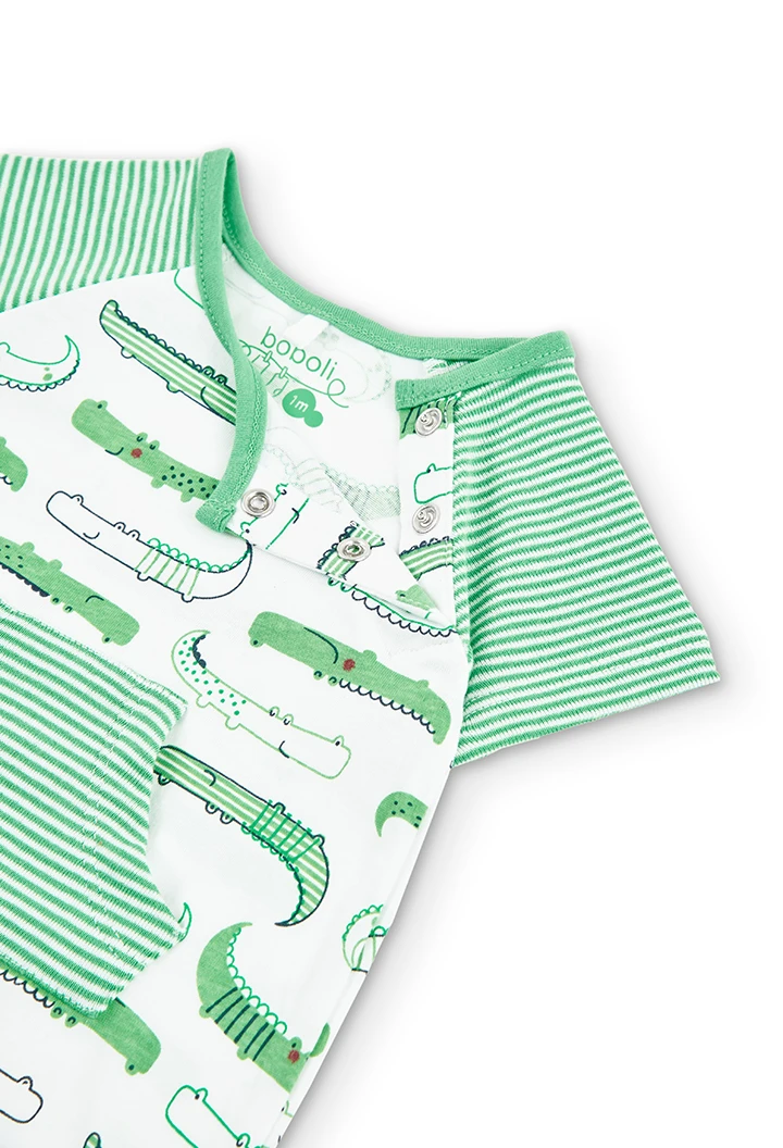 Grenouillère en tricot bi matiere pour bébé