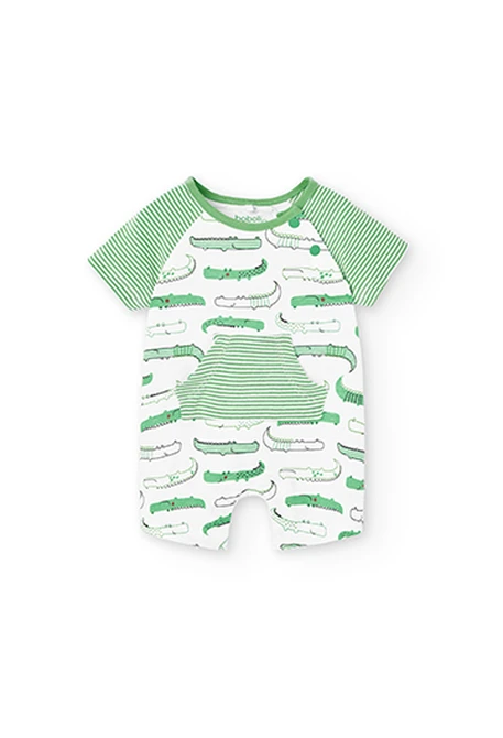 Grenouillère en tricot bi matiere pour bébé