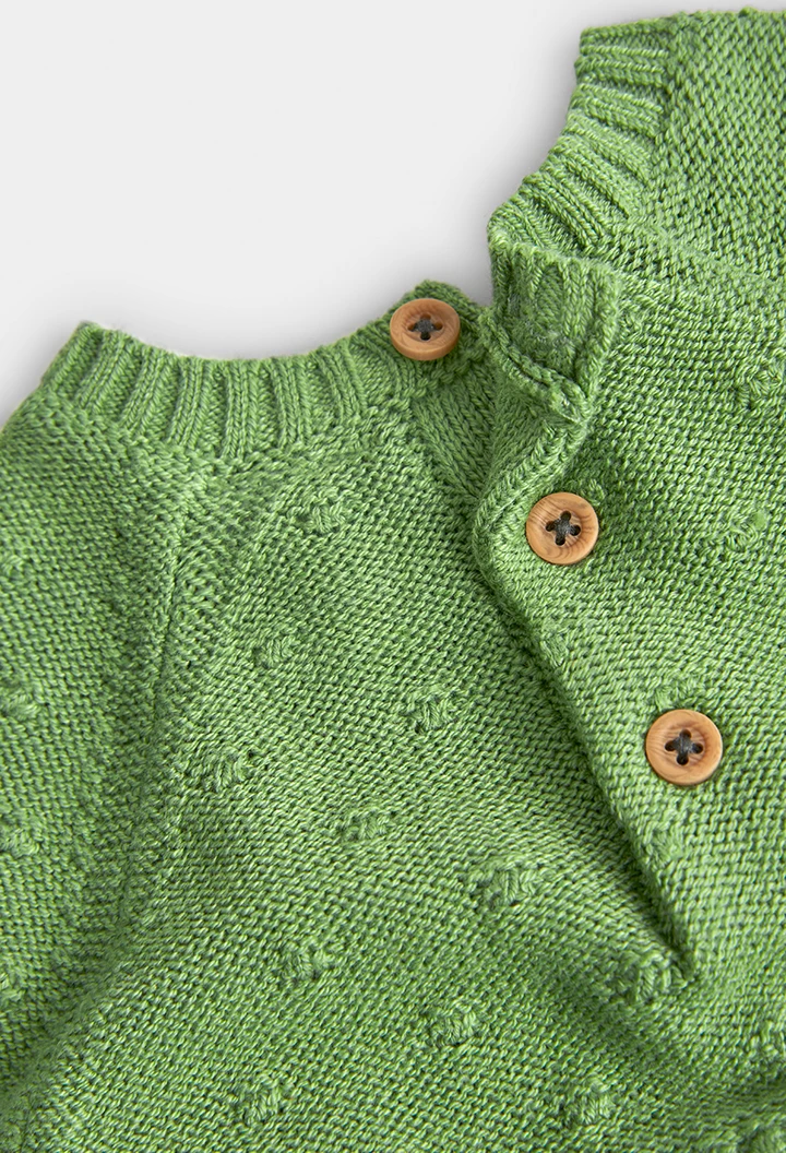 Vestido tricotosa de bebé niña verde  -BCI