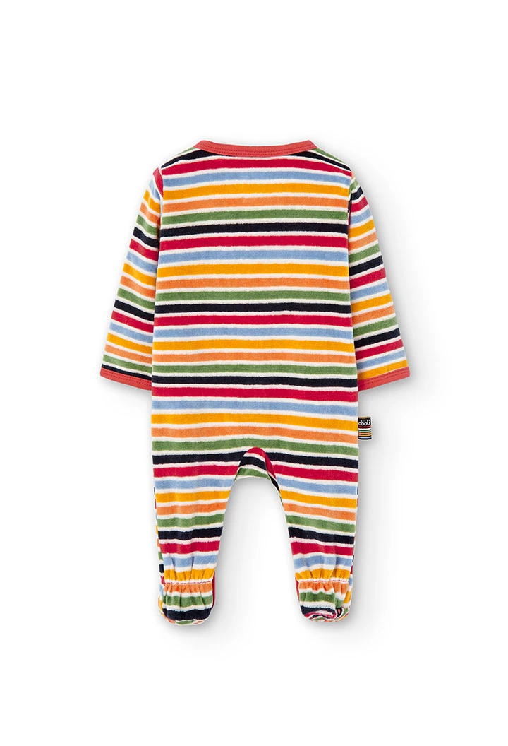 Velour play suit striped for baby -BCI