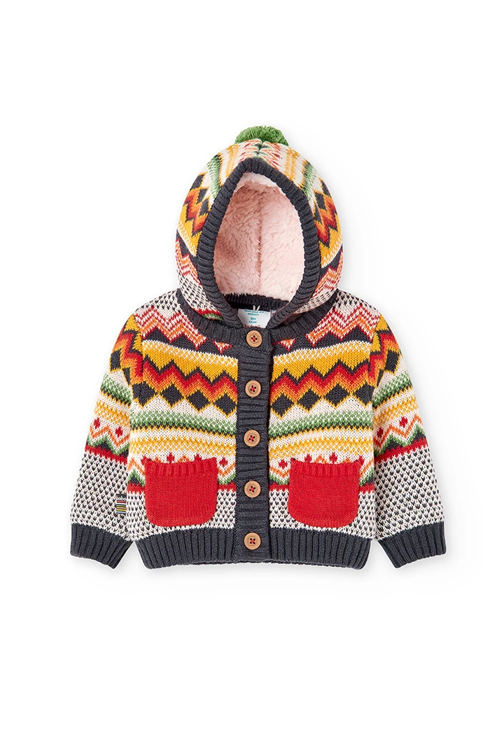Knitwear jacket jacquard for baby -BCI