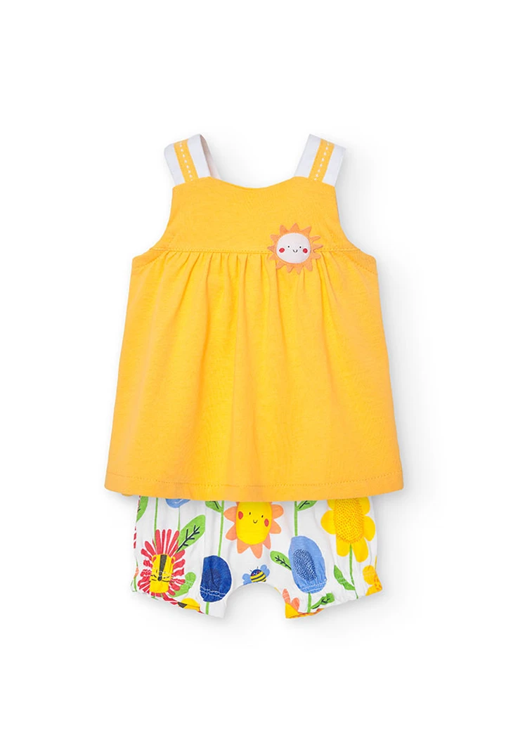 Pack tricoté pour bébé fille en jaune