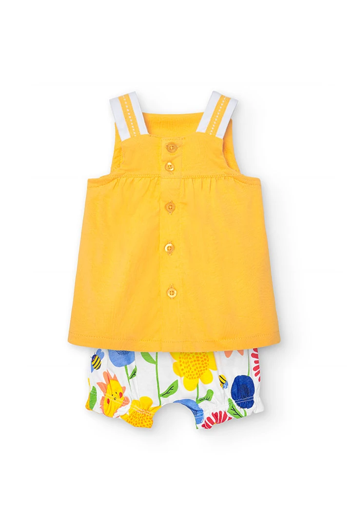 Pack tricoté pour bébé fille en jaune