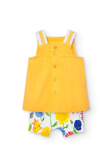 Pack tricoté pour bébé fille en jaune