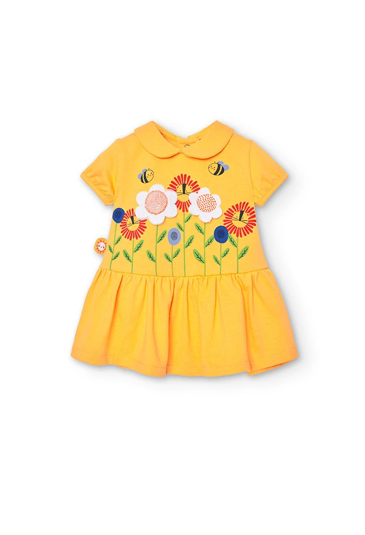 Robe tricotée pour bébé fille, jaune