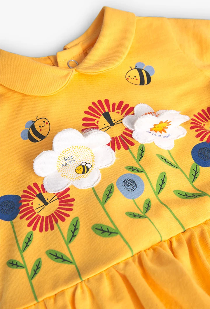 Robe tricotée pour bébé fille, jaune
