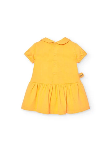 Vestido de malha de bebé menina em amarelo