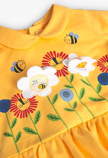 Robe tricotée pour bébé fille, jaune