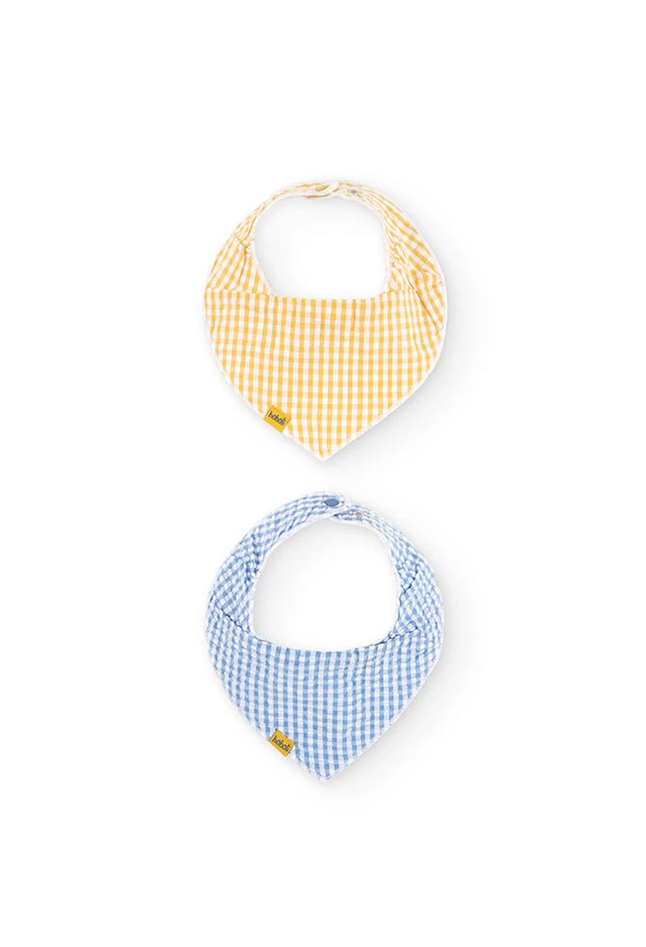 Pack 2 bavoirs écharpe à carreaux pour bébé
