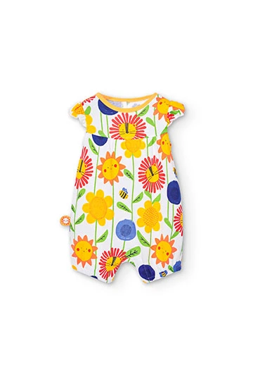 Yellow printed baby knit romper