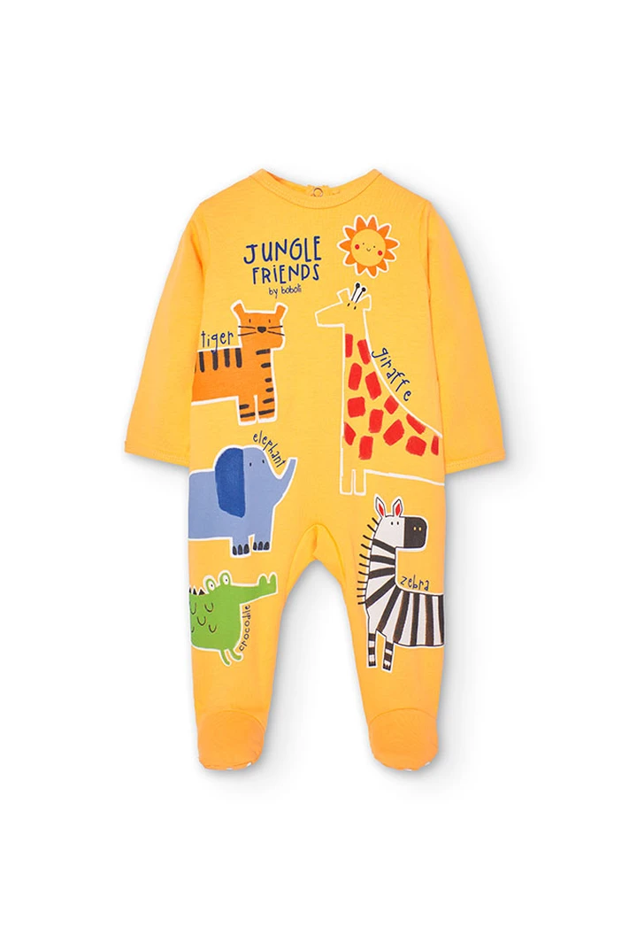 Grenouillère tricotée pour bébé en jaune