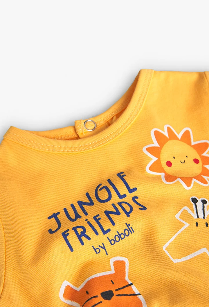Grenouillère tricotée pour bébé en jaune