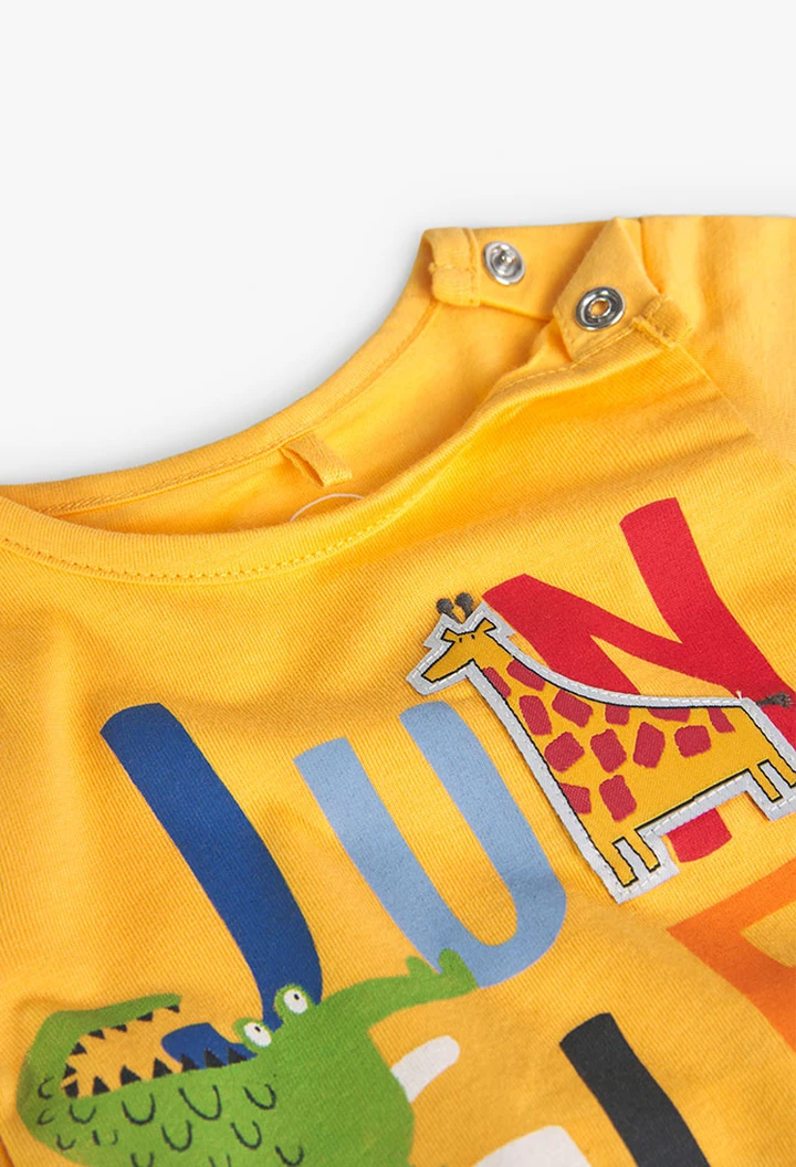 T-shirt tricoté jaune pour bébé garçon