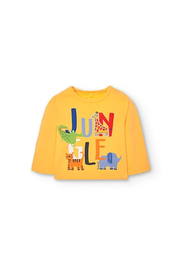 T-shirt tricoté jaune pour bébé garçon