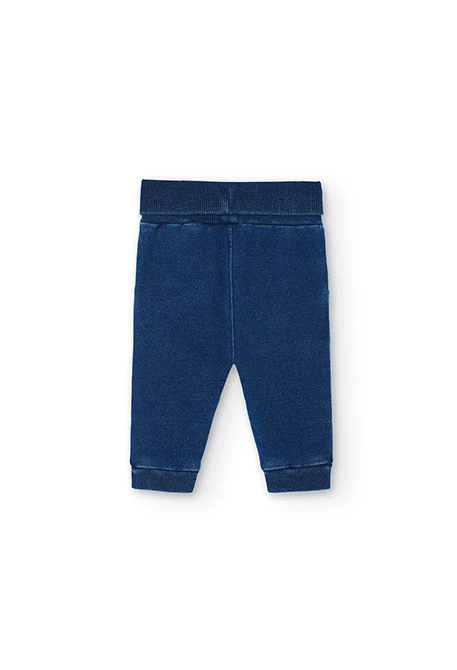 Pantaloni felpati da neonato blu
