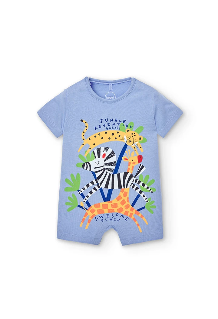 Grenouillère tricotée bleue pour bébé