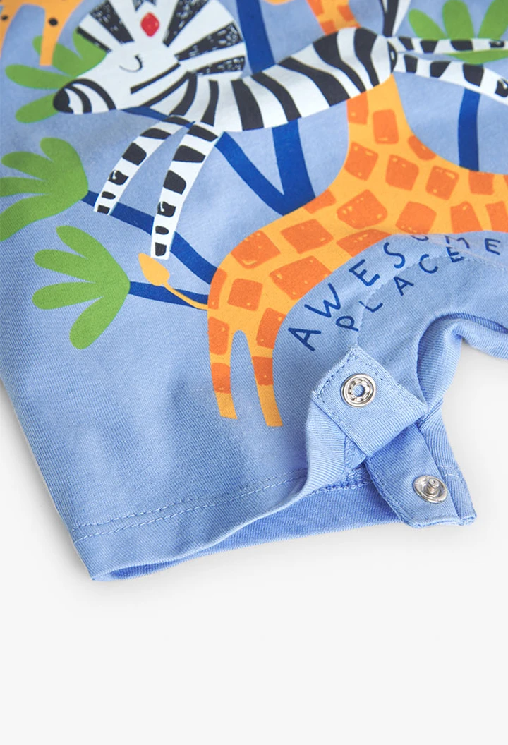 Grenouillère tricotée bleue pour bébé