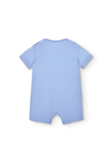 knit baby romper in blue