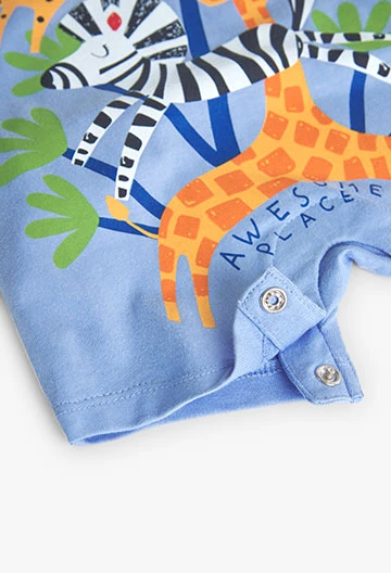 Grenouillère tricotée bleue pour bébé