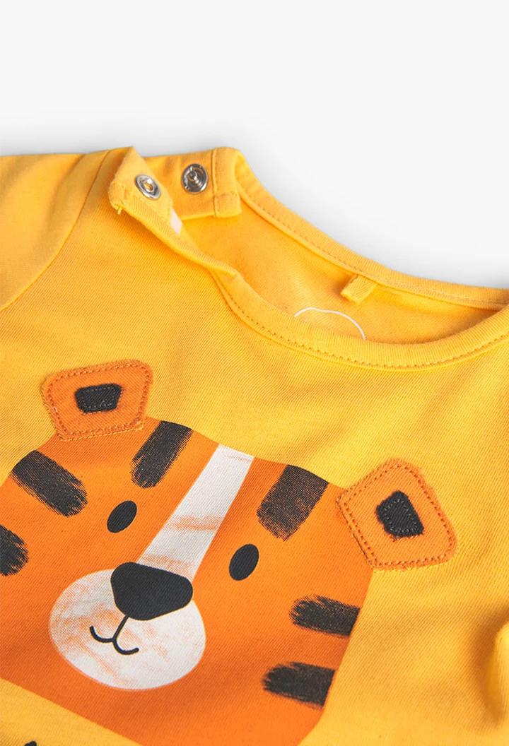 Grenouillère tricotée jaune pour bébé