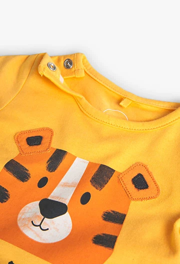 Grenouillère tricotée jaune pour bébé