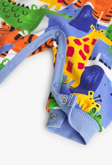 Grenouillère tricotée à imprimé animalier pour bébé