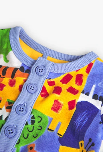 Grenouillère tricotée à imprimé animalier pour bébé