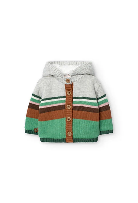 Knitted jacket for baby with striped pattern