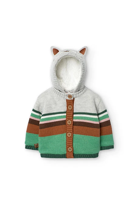 Knitted jacket for baby with striped pattern