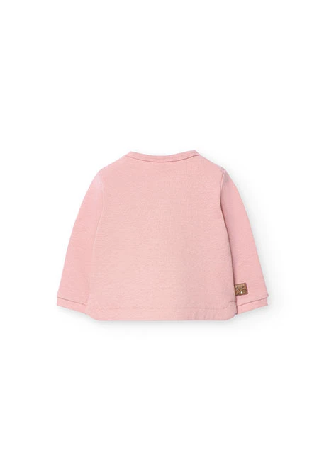 Ribbed sweatshirt and velvet leggings set for baby girl in pink