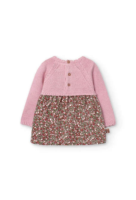 Kleid aus Samt für Baby-Mädchen in Rosa