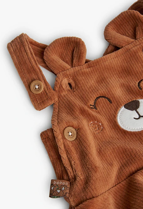 Conjunto de boy y pichi para bebé niña con estampado de oso