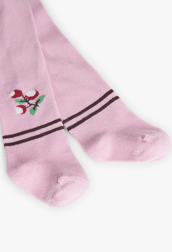 Cotton tights for baby girl in pink