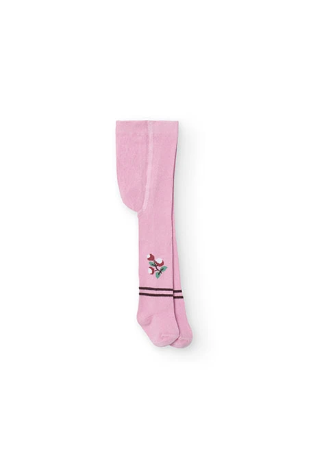 Cotton tights for baby girl in pink