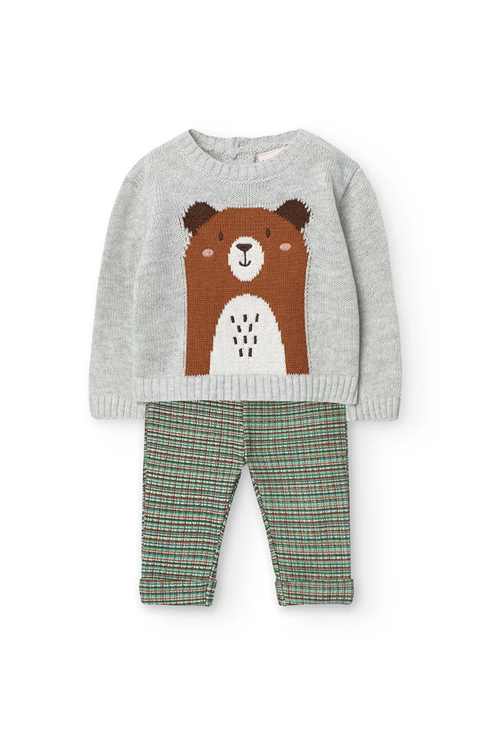 Set of jumper and trousers for baby boy with checkered print