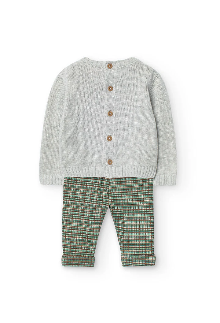 Set of jumper and trousers for baby boy with checkered print