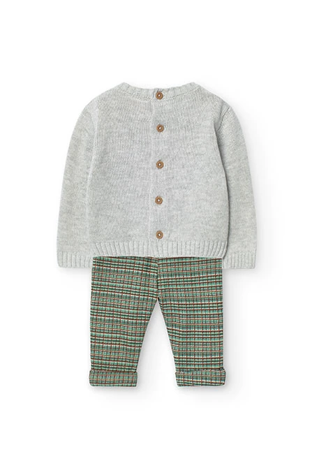 2tlg. Set mit Pullover und Hose für Baby-Jungen mit Karomuster