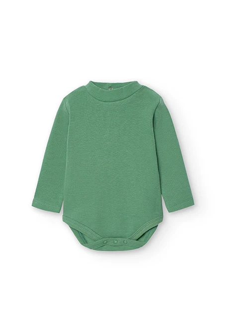 Set of bodysuit and dungarees in green fleece for baby boy