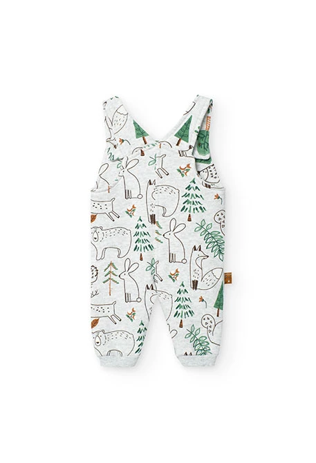 Set of bodysuit and dungarees in green fleece for baby boy